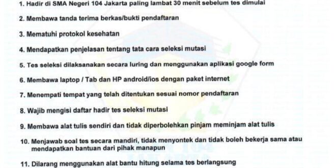 Pengumuman Seleksi Mutasi Masuk Semester Ganjil Tahun Sman